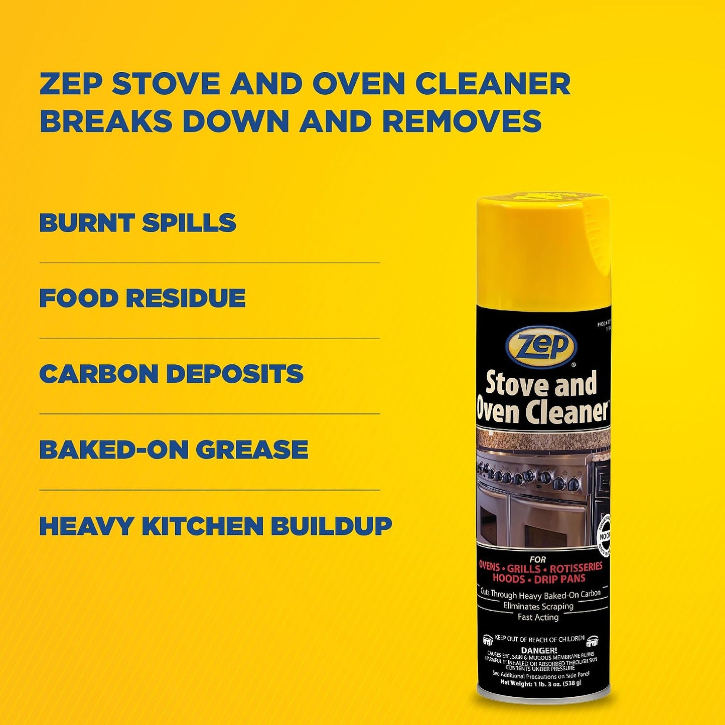 Zep Stove & Oven Cleaner 19 oz (2 Pack) + Blue Microfiber Rag | One 2-pack of 19 oz Zep Stove & Oven Cleaner plus one reusable blue microfiber rag for baked-on grease cleanup.