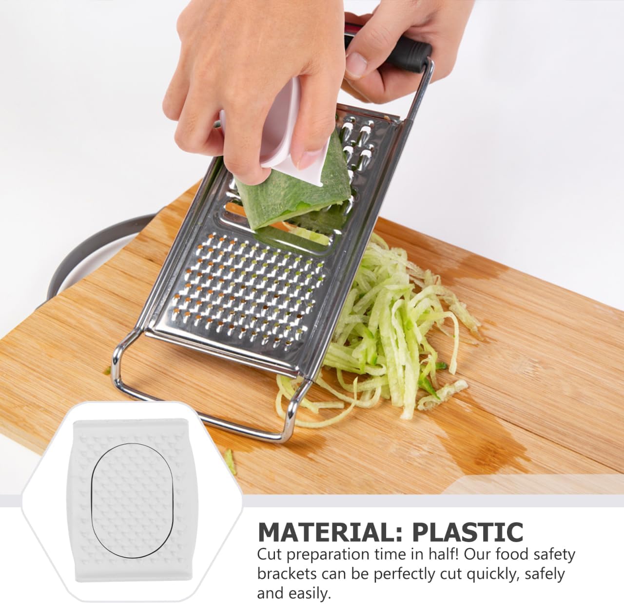 Hemoton Food Safety Holder for Mandoline Slicer Set of 2 Plastic Finger Guard for Vegetable Cutting and Grating Kitchen Gadgets 3.74X2.95X1.18In