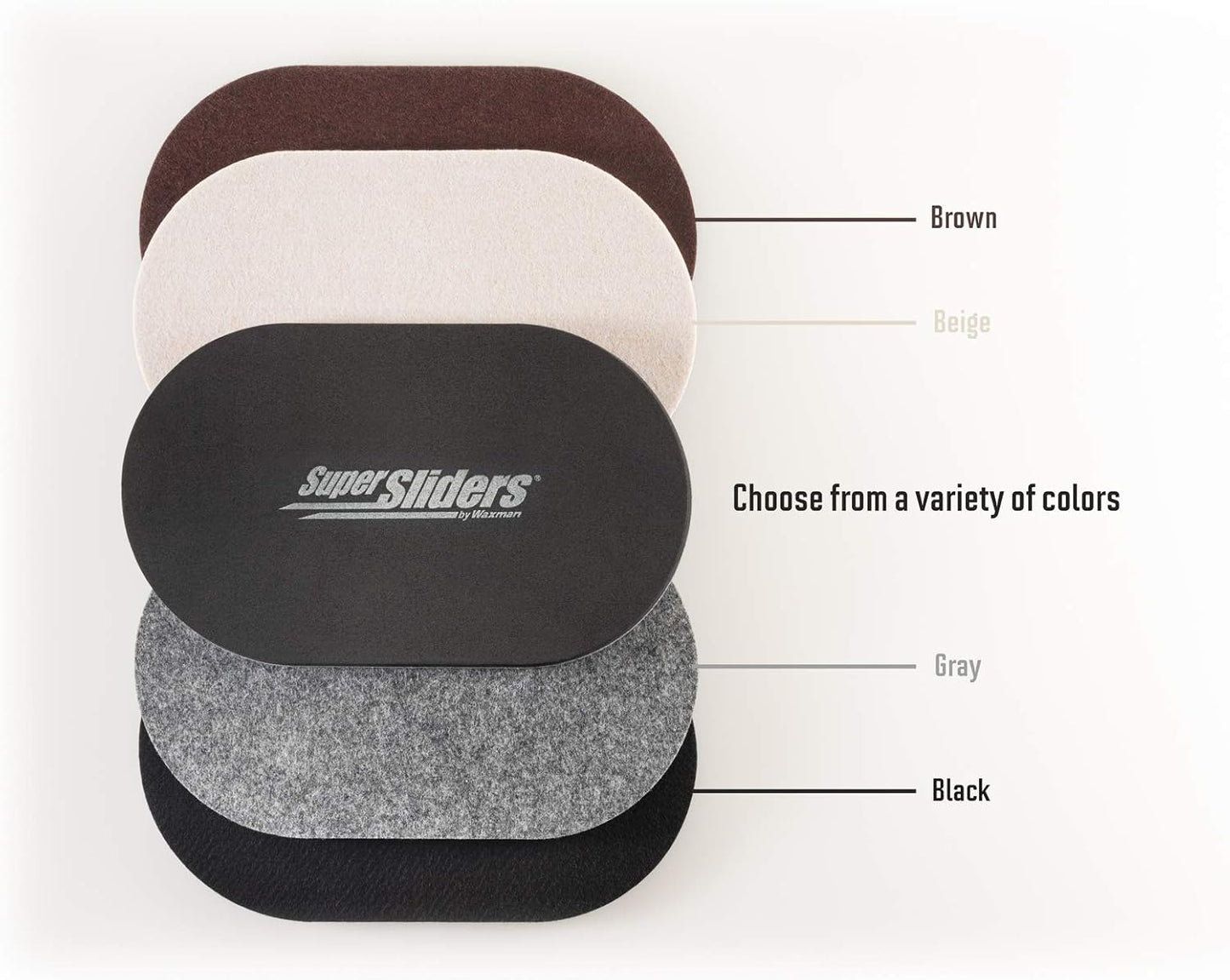 Super Sliders 5-3/4" x 9-1/2" XL Oval Reusable Furniture Sliders for Carpet, Anti-Slip Protective Furniture Moving Pads for Beds, Sofas, Dressers, Set of 4, Brown