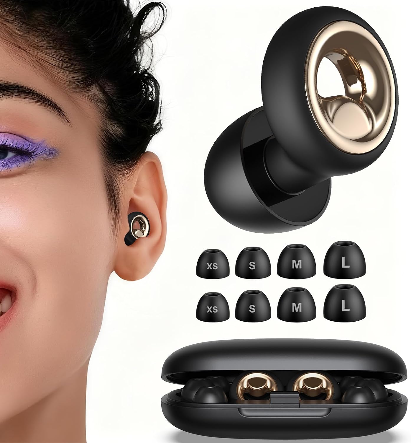 Noise Cancelling Ear Plugs for Sleeping, 60dB (SNR) Silicone Ear Plugs for Noise Reduction, Reusable Sleeping Earplugs for Snoring, Concert & Shooting Ear Protection(Charcoal Gray)