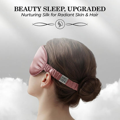 SLEEP SANCTUARY 100% Pure Mulberry Silk Sleep Mask - 22 Momme Light Blocking 3D Contour Silk Eye Mask for Sleeping - Secure Fit for Side Sleepers, Women & Men - Cloud Soft (Misty Blue)