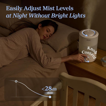 Levoit Top Fill Humidifiers for Bedroom, 2.5L Tank for Large Room, 25dB
