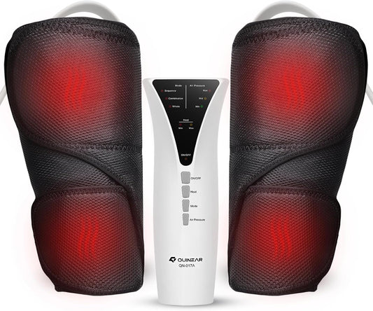 QUINEAR Leg Massager with Heat and Compression, Air Pressure Calf Massager with 2 Heating 3 Intensities, Sequential Compression Device for Circulation and Pain Relief,Ideal Gift