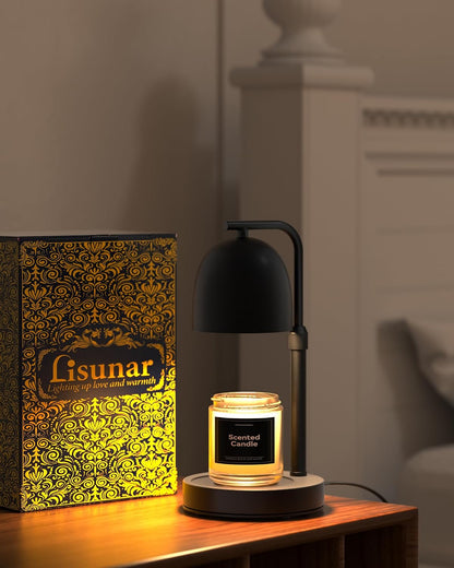 Candle Warmer Lamp with Timer Dimmable, Adjustable Height Black Candle Warmer for Jar Candles, Birthday Gifts for Women & Men, Office Decor, House Warming Gift, Wax Melt Warmer with 2 Bulbs