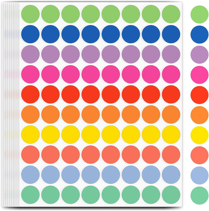 1600 PCS, 3/4" Color Round Dot Stickers, 10 Colors-20 Sheets | Circle Color Coding Blank Labels for Kids/Office/Classroom, Easy Peel, Ideal in Garage/Yard Sale Price self-adhesive Labels