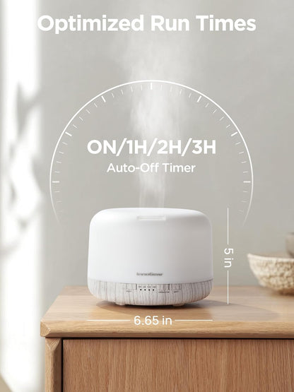 InnoGear Aromatherapy Diffuser & 10 Essential Oils Set, 500ml Essential Oil Diffuser with Remote Control Mother's Gift Ultrasonic Cool Mist Scent Humidifier Vaporizer Auto-Off Timer for Home, Yellow