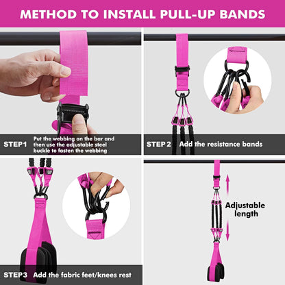 HPYGN Two Foots Pull Up Assistance Bands, Heavy Duty Resistance Band for Pull Up Bar, Adjustable Weight/Size with Fabric Feet/Knee Rest, Bands for Pull Up Assist for Strength Training, Pull Up