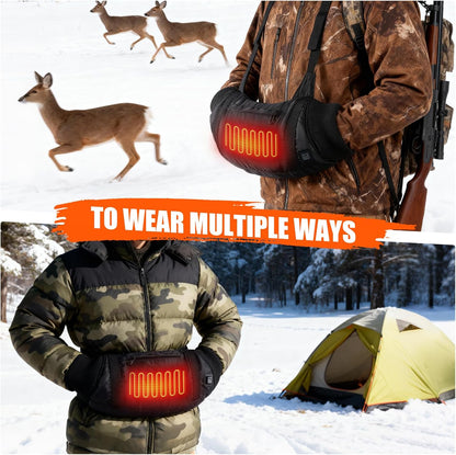Heated Hand Warmers Pouch Electric Heated Hand Muff with 3-Level Heat Setting, Adjustable Strap, 2 Pocket, and USB Plug Hand Warmer Pouch for Hunting, Football, Golf, Fishing, Camping(No Power Bank) | Electric Heated Hand Muff for Hunting, Football,