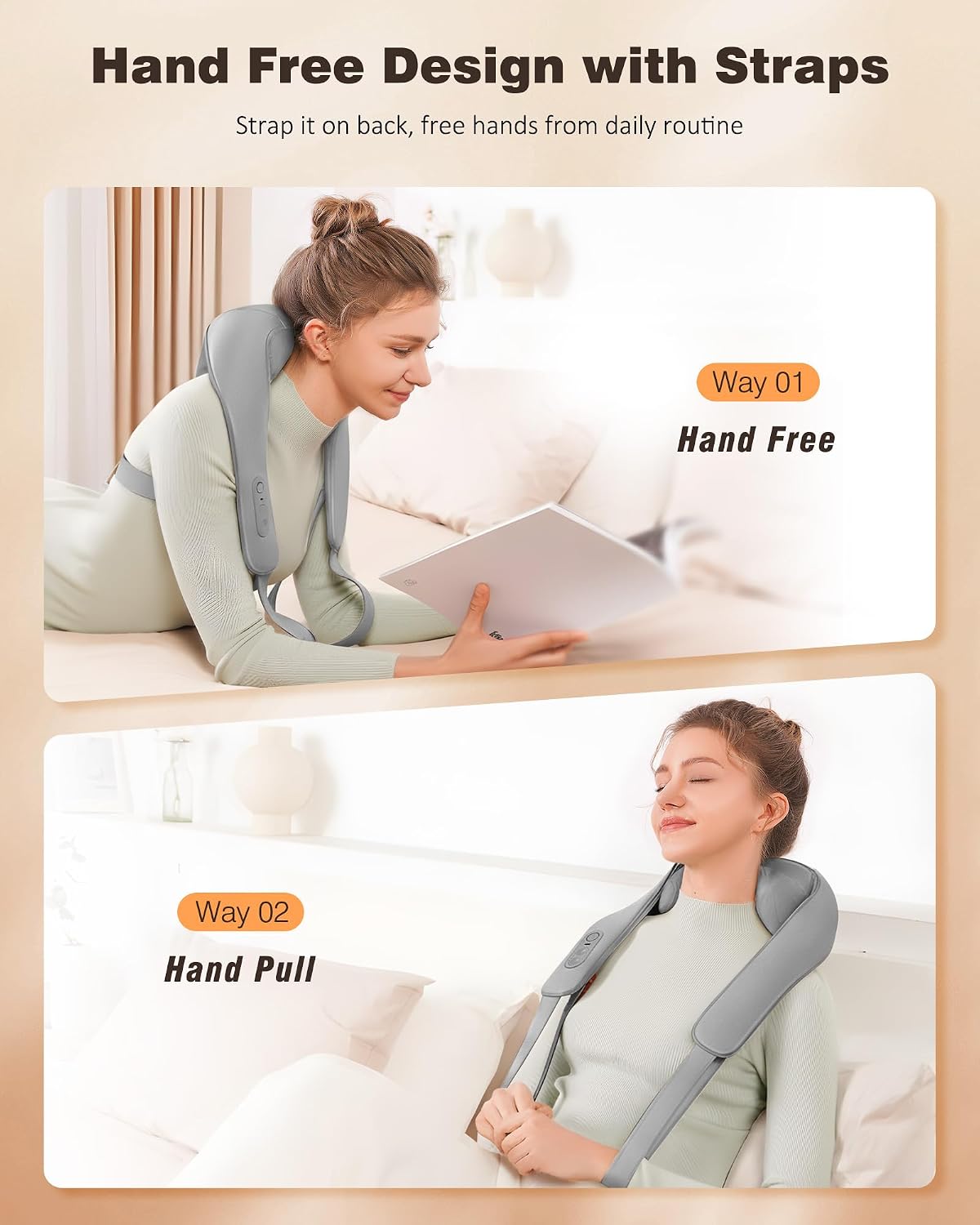 Cordless Neck and Shoulder Massager for Pain Relief Deep Tissue with Heat