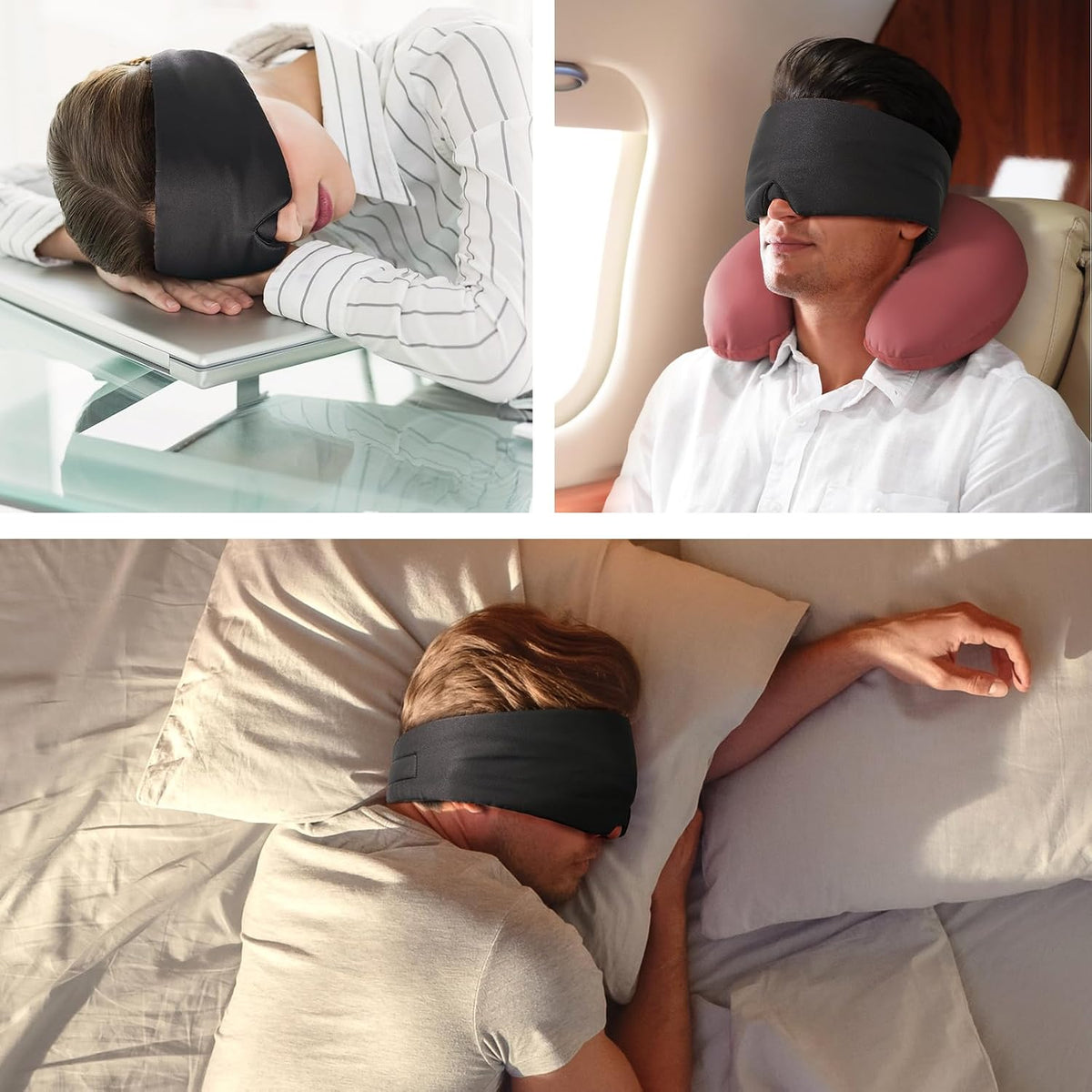 Umisleep Satin Sleep Mask for Side Sleeper, Blackout Eye Mask for Women Men