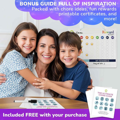 Magnetic Chore Chart for Kids - Reward Behavior Chart for Kids at Home | Dry Erase Morning Routine Schedule Board - Responsibility Star Chart for Toddlers 3-5 - 48 Magnets and 49 Stars