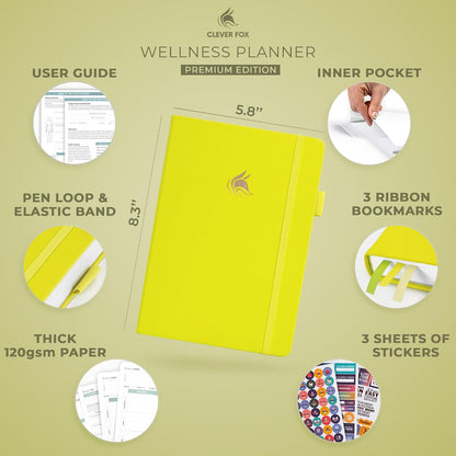 Clever Fox Wellness Planner & Food Journal for Weight Loss, A5 Orange | 5.8"x8.3" nutrition & exercise tracker for women tracking meals, diet & symptom diary, calorie counter notebook, stickers
