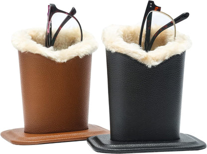 Plush Lined Eyeglasses Holder,Glasses Storage Organizer for Desk, Nightstand, Office,Eyewear Display Case,2 Packs