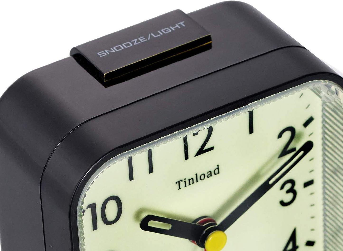 Tinload Small Battery Operated Analog Travel Alarm Clock Silent Non Ticking, Gentle Wake, Ascending Beep Sounds, Snooze,Lighted on Demand, Easy Set(Black)