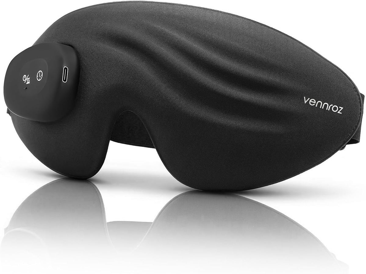 Cordless Heated Sleep Eye Mask: 3 Heat & 3 Timer Settings, USB-C Rechargeable Heated Sleep Mask with Washable Cover, 3D Zero-Pressure Eye Design, Foldable & Portable for Home and Travel