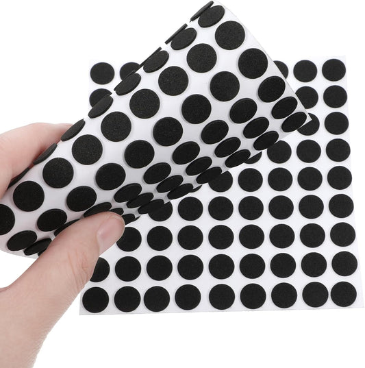 261 Pcs Mini Foam Felt Pads, Self Stick Pads Furniture Felt Pad Round 3/8 Inches Diameter Self Adhesive Cabinet Cushion Dots for Cabinet Doors Furniture Desks Floor Drawers Black