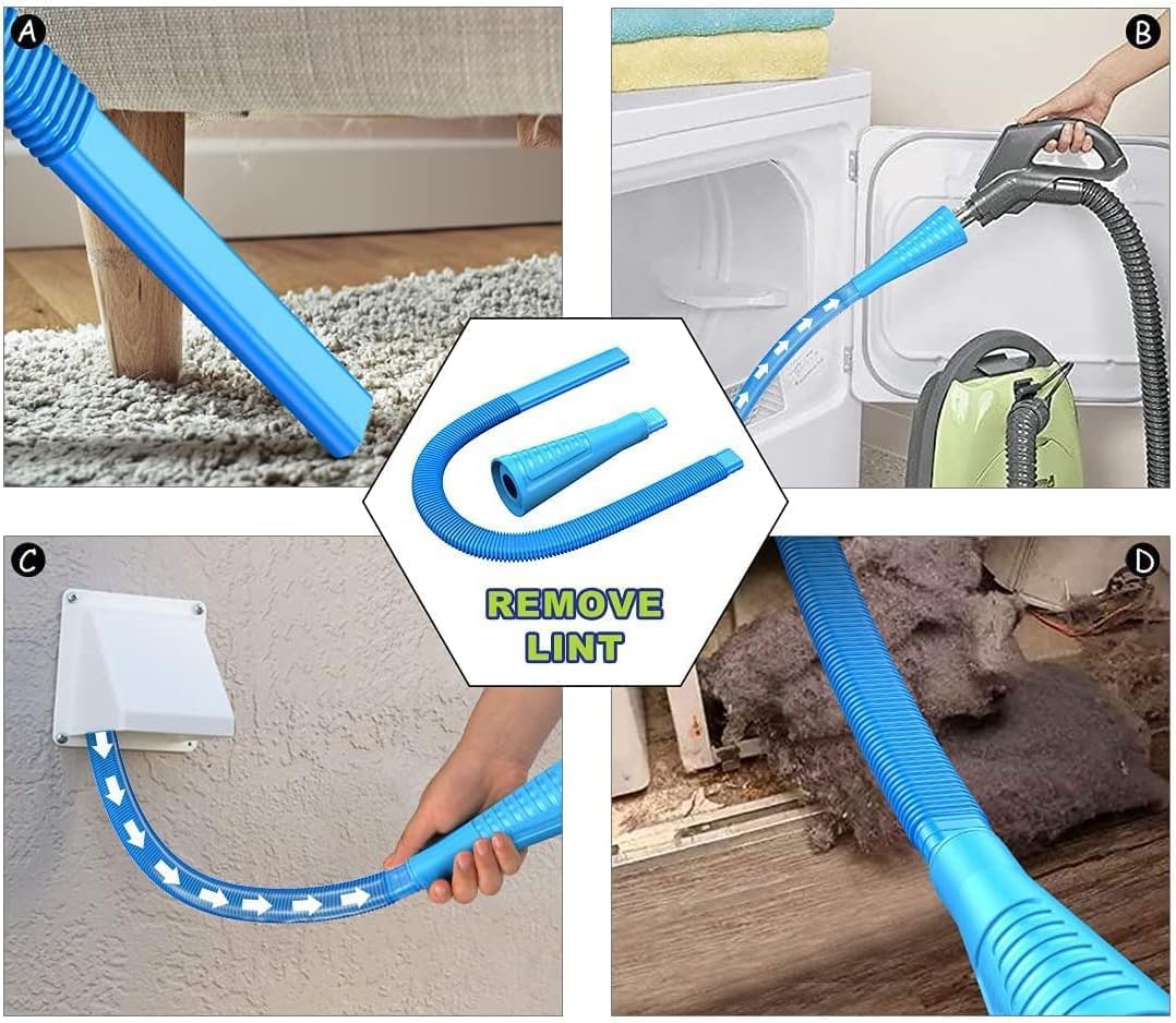 Sealegend 15-Piece 25-Feet Dryer Vent Cleaner Kit, Dryer Cleaning Tools, Omnidirectional Dryer Lint Vacuum Attachment, Dryer Vent Brush, Universal Vacuum & Dryer Adapters (Blue) | Omnidirectional Blue Dryer Lint Vacuum Attachment & Lint Trap Brush Clean