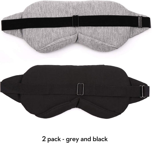 Sleep Mask-Eye Mask for Sleeping, Sleeping Mask Blocking Out Light Perfectly for Women and Men, Soft and Comfortable Blindfold for Travelling, with Pouch (Black+Gray)