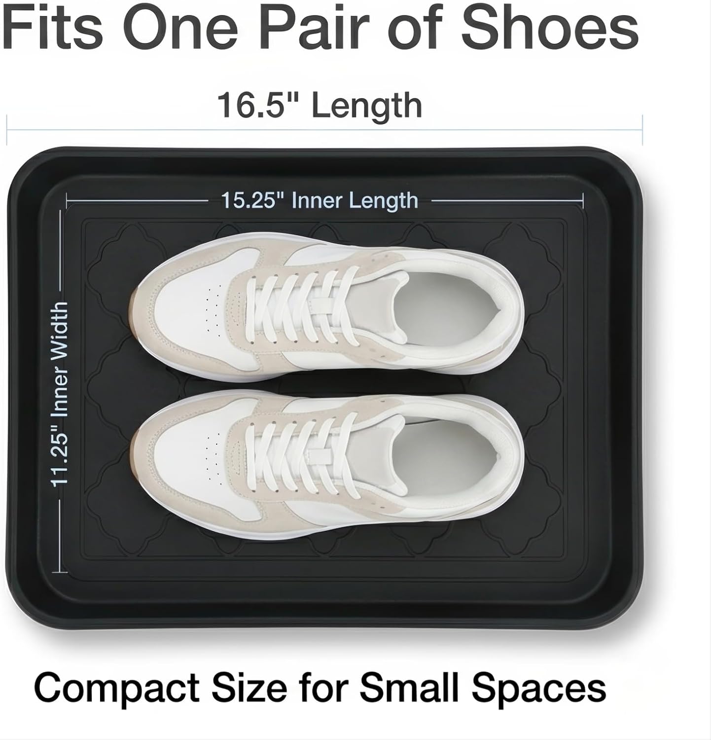 Kingrol 4-Pack Small Shoe Trays for Entryway Indoor, 16.5" x 12.6" Individual Boot Tray with Raised Lip, Waterproof Plastic Shoe Mat Tray for One Pair, Pet Bowls, Plants, Under Sink & Floor Protection
