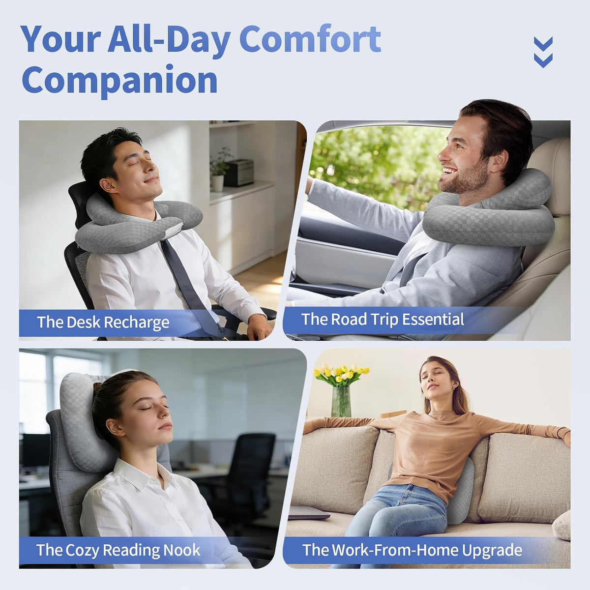 2-Layer Neck Pillow for Office, Recliner & Car -Breathable,Washable
