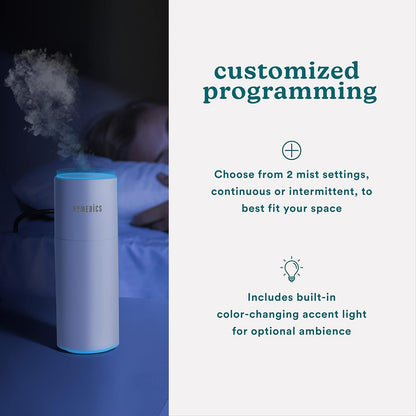Homedics Portable Humidifier - Small Air Humidifiers for Bedroom, Plants, Office, Travel - Cool Mist Humidifiers, Color-Changing Accent Light, 2 Mist Settings, Matte Black