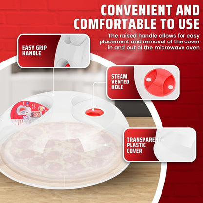 Flexzion 10.5 Inch Microwave Splatter Cover - BPA-Free Anti-Splatter Microwave Cover with Adjustable Steam Vent, Dishwasher Safe, Transparent Plastic Food Covers for Microwave Cooking | Transparent Dishwasher-Safe Plate Cover with Adjustable Steam Vent