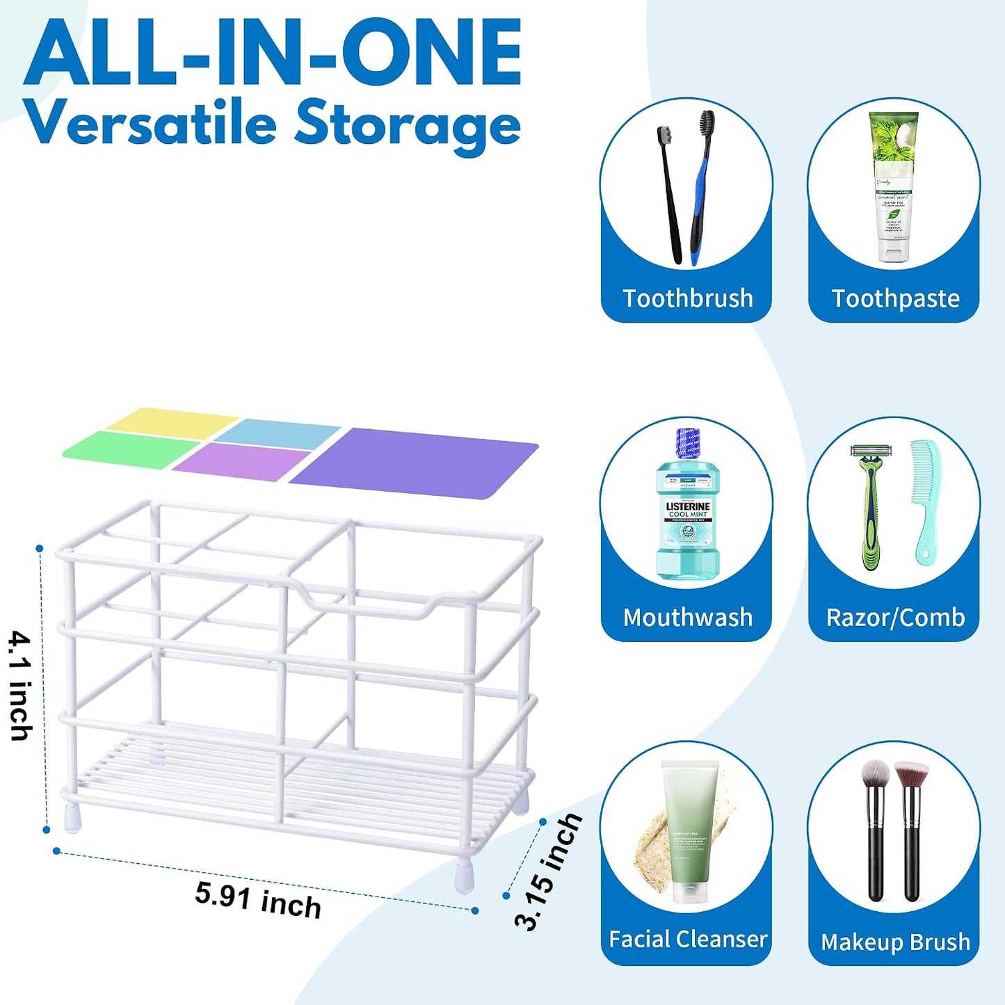 Electric Toothbrush Holders for Bathrooms 304 Stainless Steel Quick Drying | Upgrade Heavy Duty Sturdy Durable Toothpaste Holder Bathroom Organizer Storage Decor Accessories Tooth Brush Holder Caddy