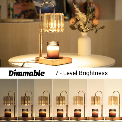 Yuichoy Candle Warmer Lamp with Timer, Dimmable Electric Candle Wamer Adjustable Height, Glass Modern Candles Melter Lamp, Gifts for Women Mom, Clear