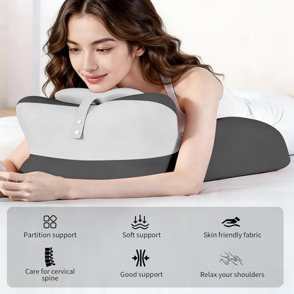 Memory Foam Wedge Pillow - Ergonomic Reading & Bed Wedge Pillow for Sleeping, Back Support, Acid Reflux, and Leg Elevation - Multi-Level Support with Removable & Washable Cover (Gray)