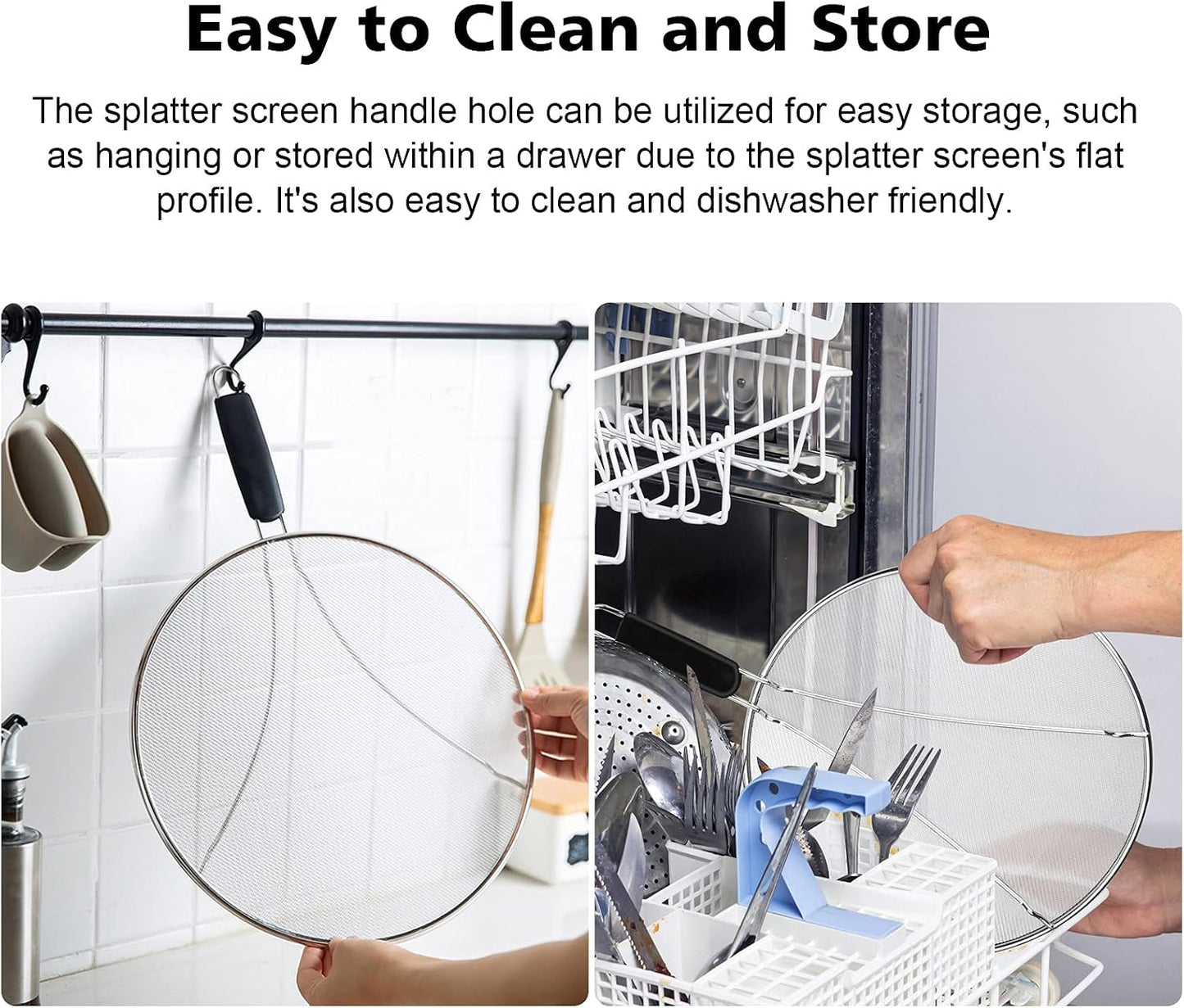 Nonley Splatter Screen for Frying Pan - 9.8"" 11.4"" 13"" Grease Splatter Guard Hot Oil Splatter Guard, Stainless Steel Fine Mesh Splash Guard with Resting Feet for Cooking to Prevent Oil Splatter