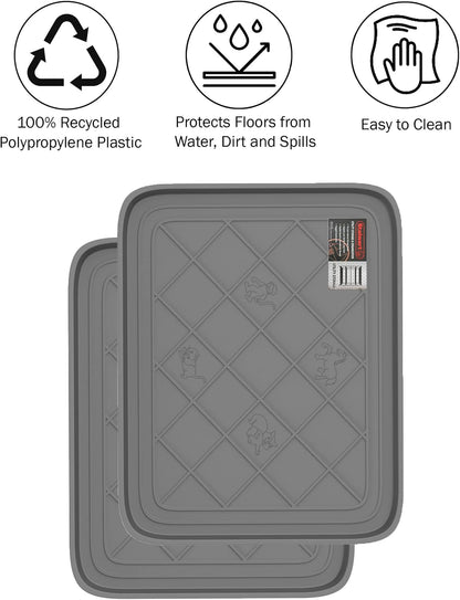 All-Weather Boot Tray - Water-Resistant Plastic Mud Pan, Pet Food Tray, and Outdoor or Indoor Shoe Mat for Entryway by Stalwart (Black)