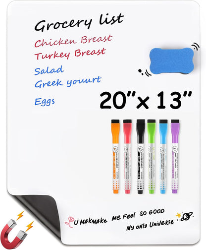 MaxGear Magnetic Dry Erase Board for Fridge, 12 x 8 Inch, Markers Included | Strong Magnetic Backing, Stain Resistant Surface, Easy to Write and Erase, Ideal For To-do Lists, Includes 3 Markers 1 Erase