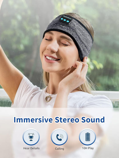 Sports Headband, Adjustable Wireless Headband Headphones, Long Time Play Headphone Band with Built in Speakers Perfect for Sleep,Workout,Running,Yoga,Travel,Insomnia