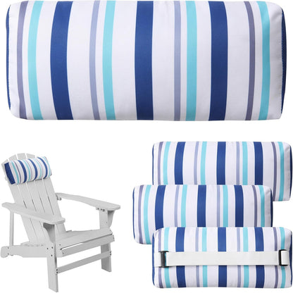 Headrest Pillow for Patio Chaise Lounge Chair, 4 Pack Outdoor Chaise Pillows with Adjustable Elastic Stripe Head Resting Pillows for Recliner Office Chair, Dark Gray