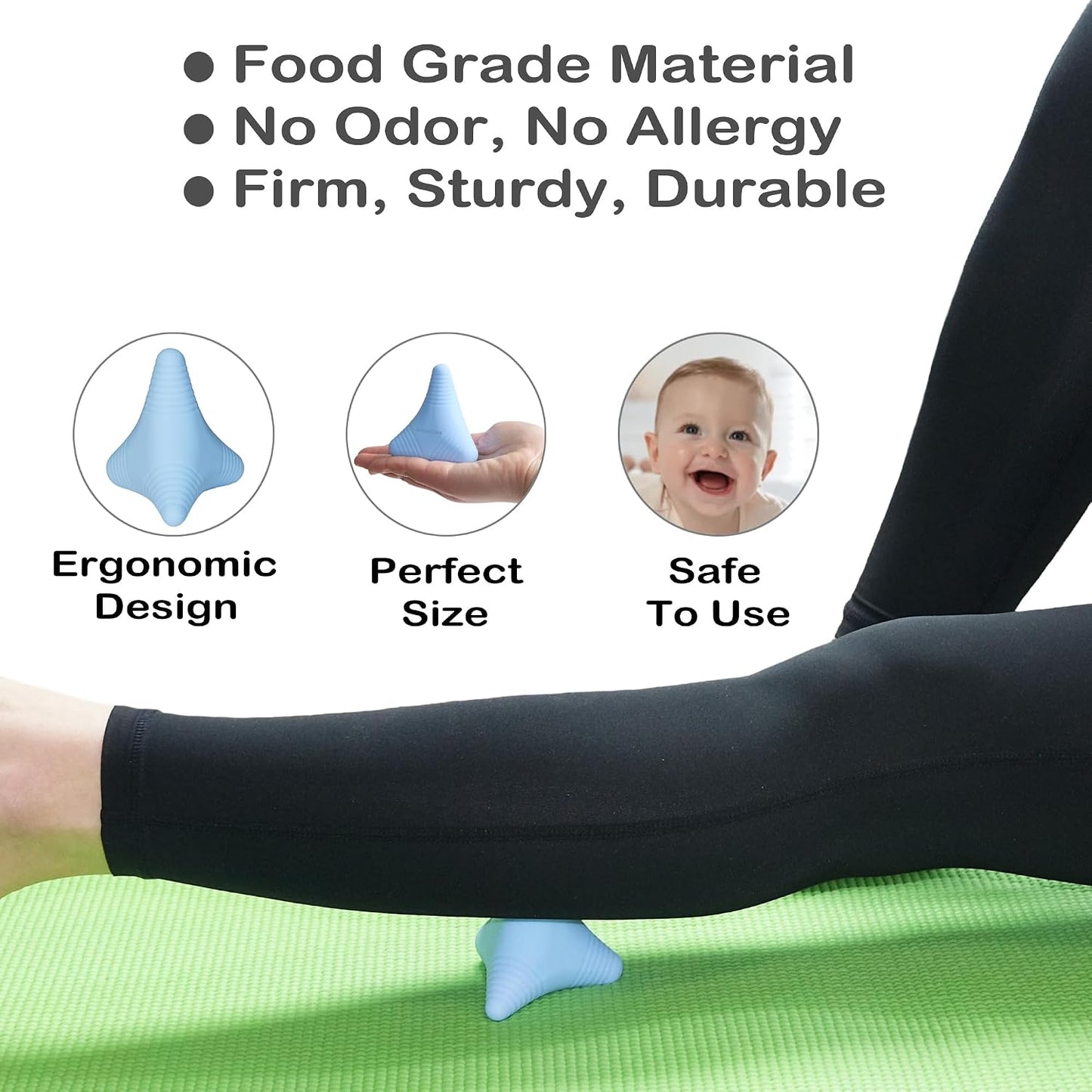 Trigger Point Massage Ball Manual Massager Tool 2.8”×2.9”. Gray | Silicone Massage Ball for Muscle Knot Deep Tissue Myofascial Release Physical Therapy Hip Flexor Iliacus Psoas Hand Foot Back