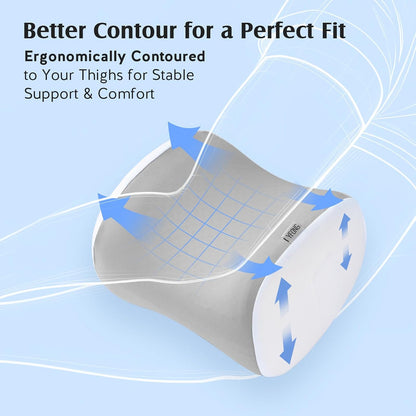 YFONG Knee Pillow for Side Sleepers, Breathable Memory Foam Leg Pillow Grey | Adjustable & Detachable Strap, Ergonomic Support for Back, Hip, Knee, Pressure Relief
