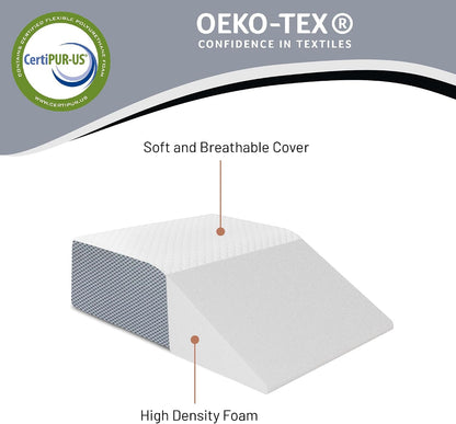 Zutan, Leg Wedge Elevation Pillow for Blood Circulation | Relieved & Recovers Foot and Ankle Injuries | Pillows for Swelling | Multi-Purpose | 8”x16”x23”, White