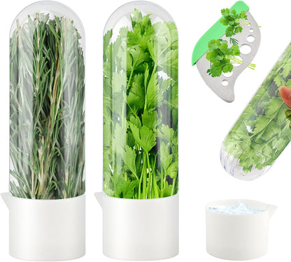 Herb Saver for Refrigerator With Herb Stem Stripping Tool,Herb Keeper & Cilantro Container,Vegetable Preservation Bottle for Cilantro,Parsley,Mint,Keeps Greens for 2-3 Weeks(1PC)