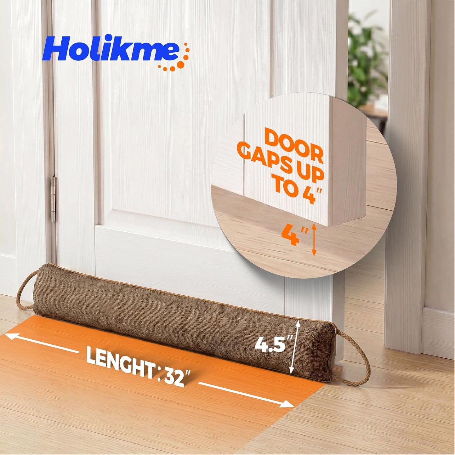 Holikme Weighted Door Draft Stopper - Under Door Seal, 36inch Black | Heavy Duty Fabric, Removable Washable Cover, Hook-and-Loop Fasteners Included, Soundproof & Thermal Insulation, Energy Saving