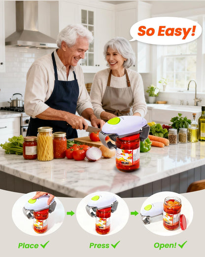 Electric Jar Opener for Arthritis Hands, Automatic Glass Jar Opener for Seniors, Bottle Opener for Weak Hands RA Suffers, Powerful Kitchen Gaget Suitable for Different Sizes of Jars