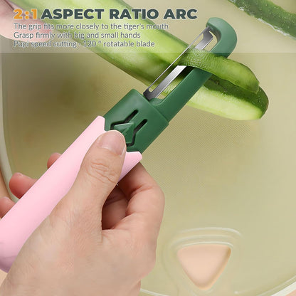 2 in 1 Paring Peeler Knife Multifunctional Stainless Steel Peeler,Creative Fruit and Vegetable Dual-Use Peeler Knife, Outdoor Portable Safety Cover Peeling Fruit Peeler, Kitchen gadgets (pink)