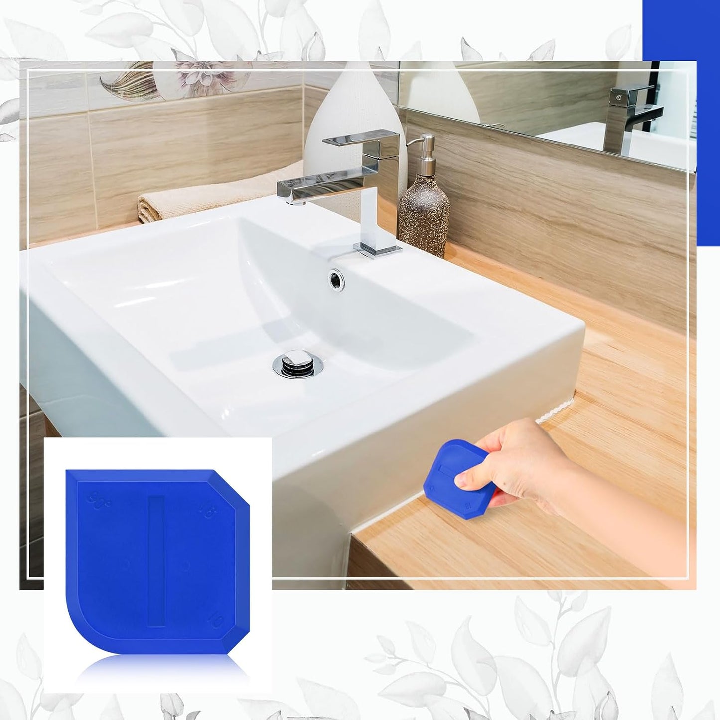Outus 4 Pieces Silicone Caulking Tool Set Sealant Finishing Grout Scraper Caulking Removal Tool for Kitchen Bathroom Floor Sink Joint Sealant Sealing Home House Renovation, Reuse and Replace (Blue)