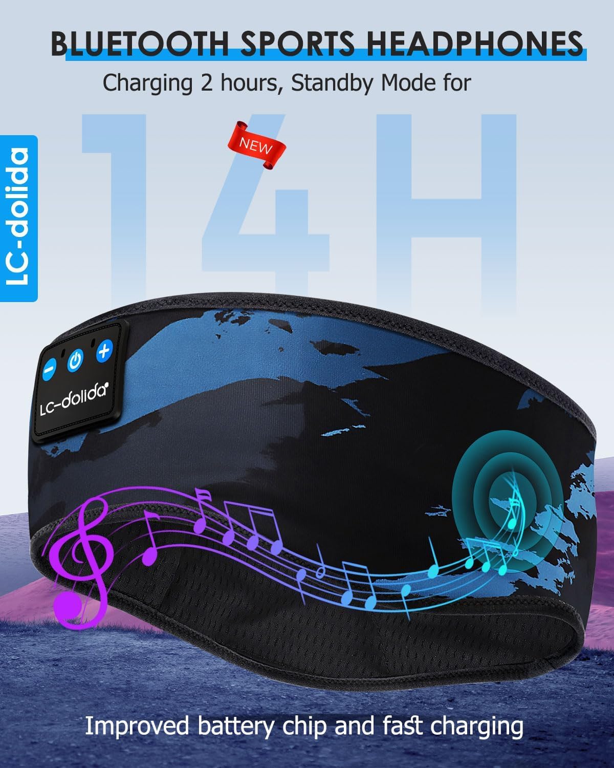 LC-dolida Sleep Headphones Headband Bluetooth 5.4, Sports Headband Earphones Wireless with Speaker Microphone USB C for Women Sleeping Gift Workout Jogging Yoga Insomnia Travel Meditation, Butterfly