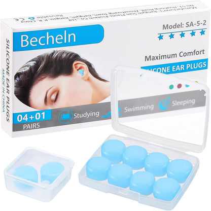 Ear Plugs for Sleeping, Waterproof Moldable Silicone EarPlugs for Sleeping Noise Cancelling, Mowing, Swimming and Concerts, 8 Pair (16 Count)