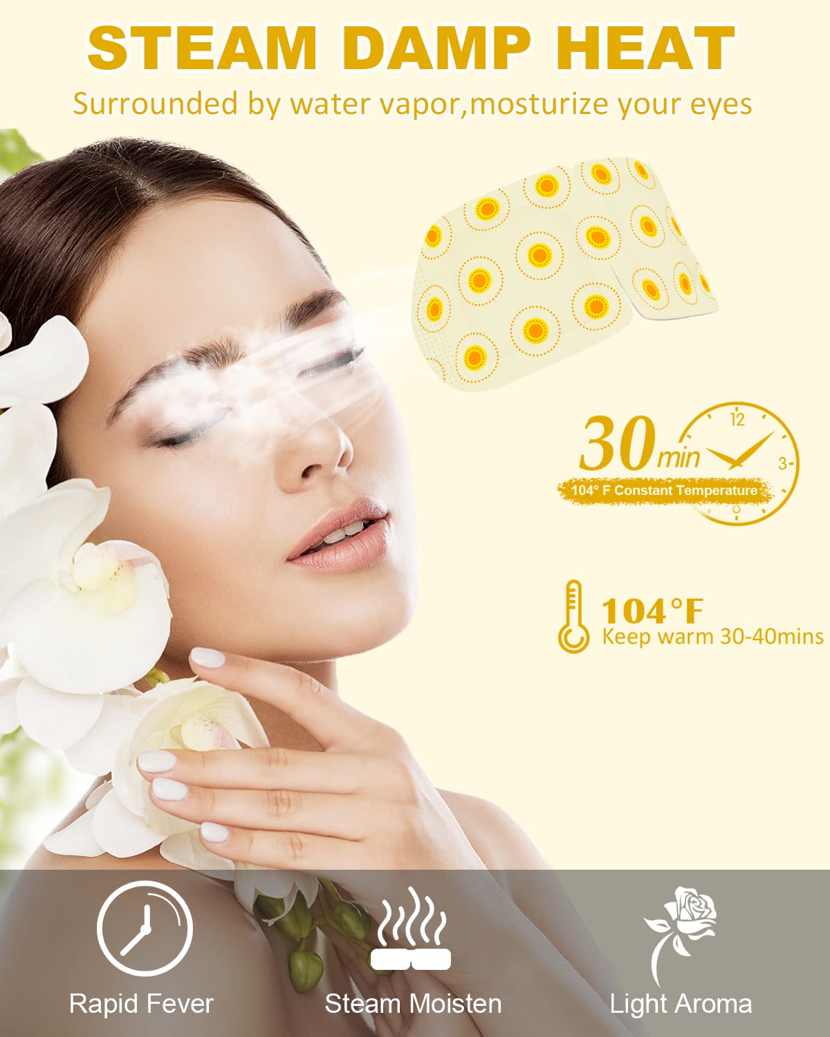Steam Eye Mask,Warm Eye Compress for Dry Eyes Sleep Mask,Hot Auto Heated Eye Masks Relaxing Items for Women Moist Heat for Eyes Soothing Eye Fatigue,Disposable EyeMask for SPA Essentials