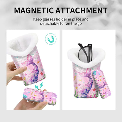 Plush Lined Eyeglasses Holder, Cute Magnetic PU Leather Glasses Stand Case for Women Men Kids