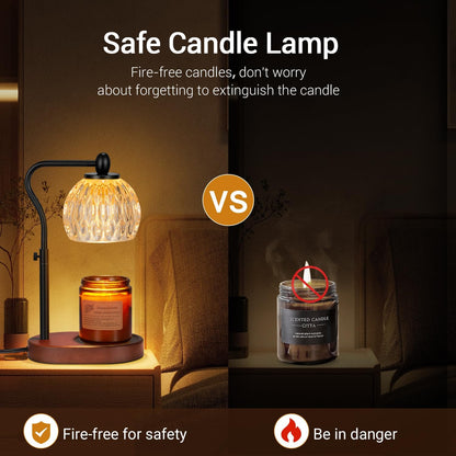 Candle Lamp with Timer & Dimmer - Height Adjustable for Scented Candles, with 2 * 50W Bulbs - Home Decor Gift for Mothers Day (Black)