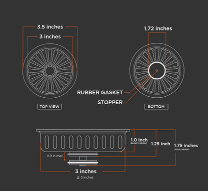 Highcraft 97353 Kitchen Sink Basket Strainer Replacement for Kohler Style Drains Stainless Steel Stopper (Can Vary in 2 Styles), 3.5" (Pack of 1)