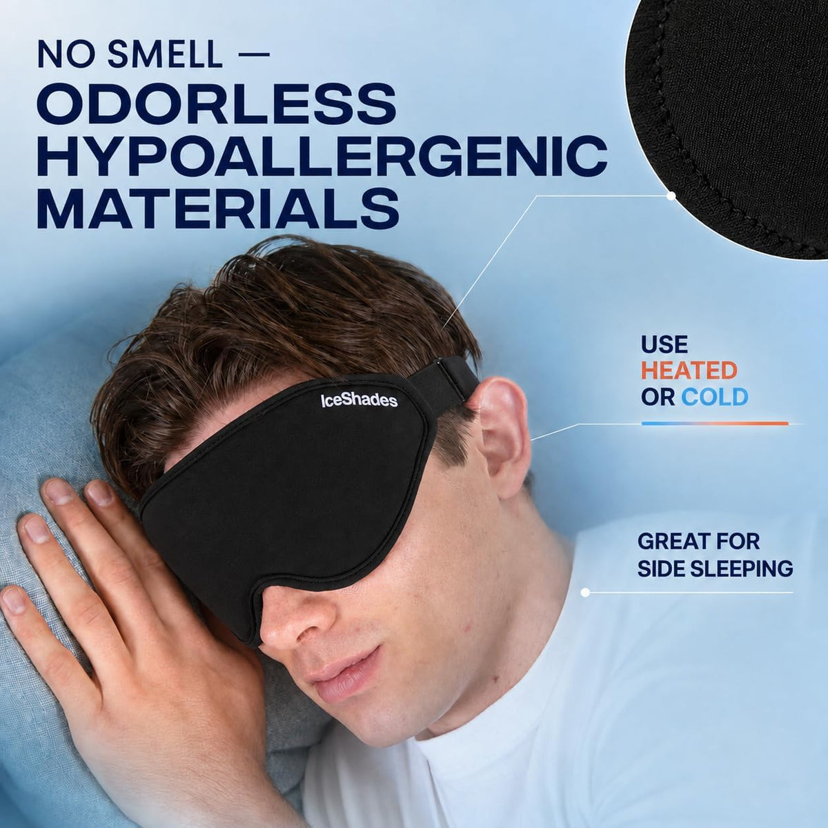 IceShades Cooling Gel Eye Mask for Migraine & Hangover Relief, Blue