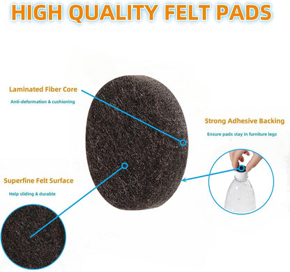 Felt Pads Small 3/8" Felt Pads for Cabinet Doors Bumpers, Cabinet Cushion Dots Felt Cabinet Door Stops, Self Adhesive Thick Bumper Pads to Protect Surfaces -Anti Scratch 234 Pcs Round Brown